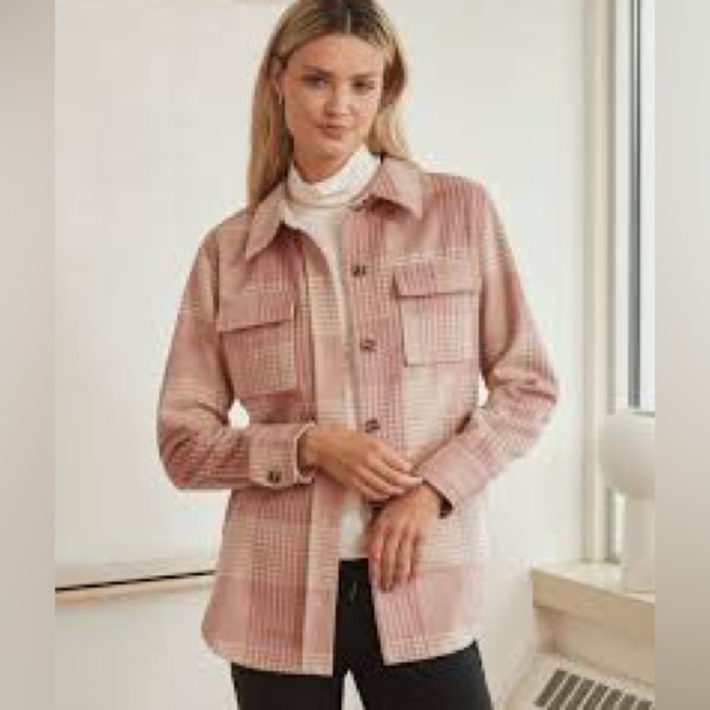 Worn once- extra small. Pink plaid Rw&Co shacket.